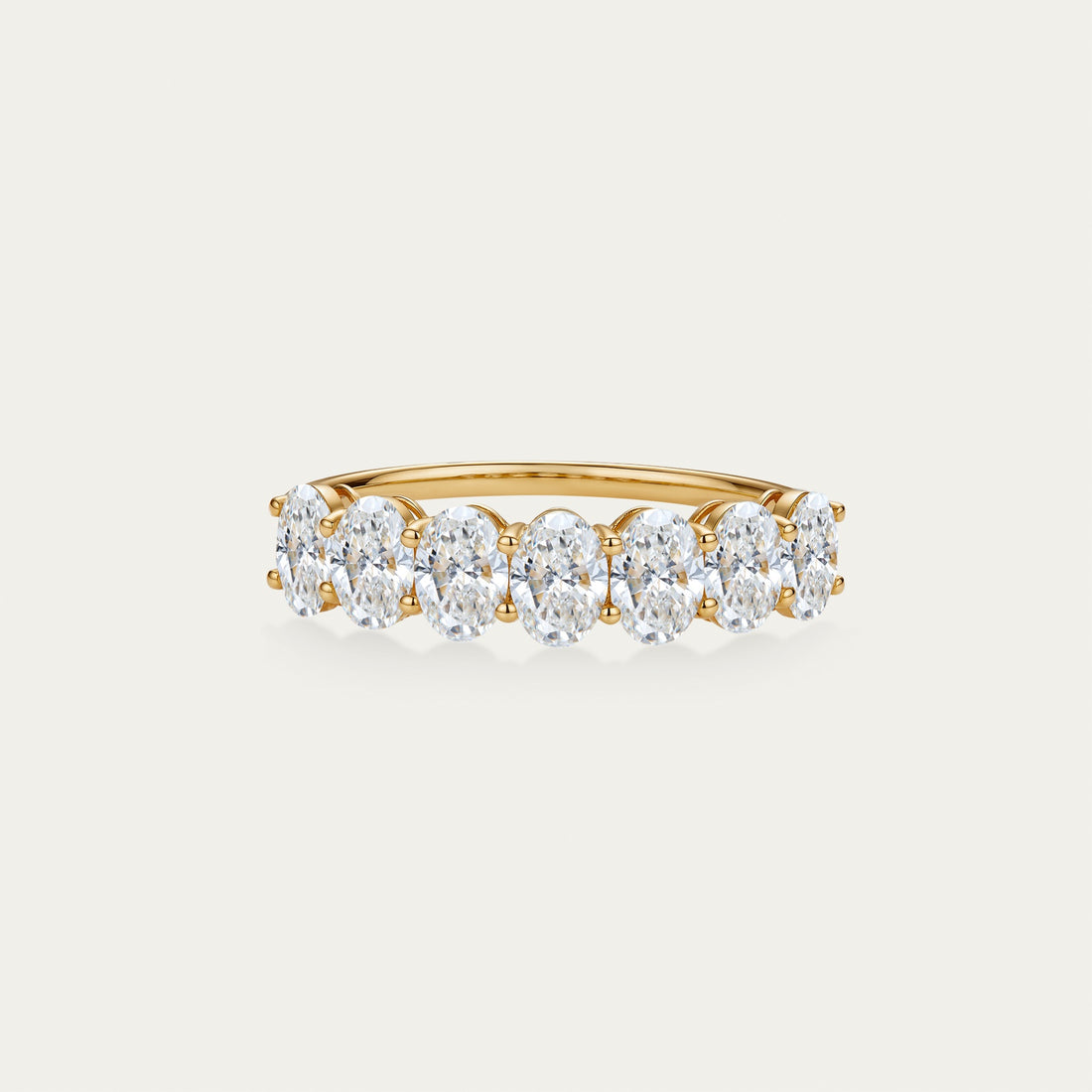 Oval cut lab-grown diamond ring in 18k yellow gold — 2.2ct, D-F color, VS-VVS clarity