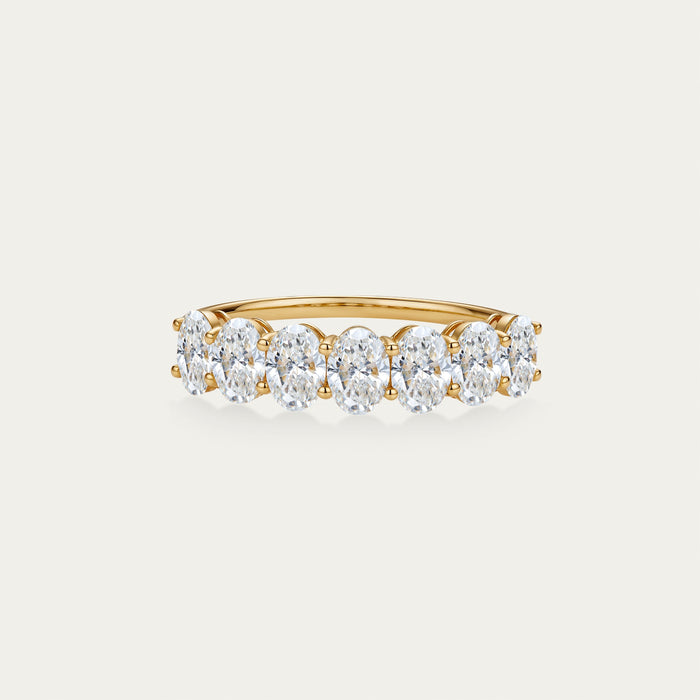 Oval cut lab-grown diamond ring in 18k yellow gold — 2.2ct, D-F color, VS-VVS clarity