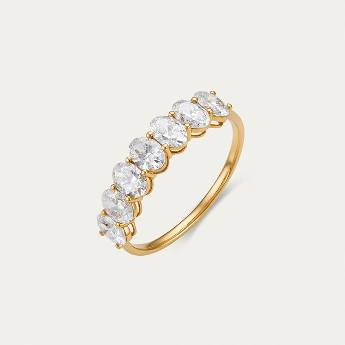 Oval cut lab-grown diamond ring in 18k yellow gold — 2.2ct, D-F color, VS-VVS clarity, additional view