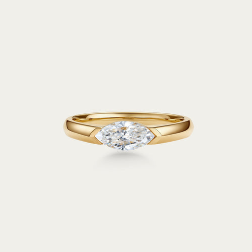Marquise Cut Lab-Grown Diamond Ring — 0.54ct, D-E, VS-VVS, 18K Yellow Gold