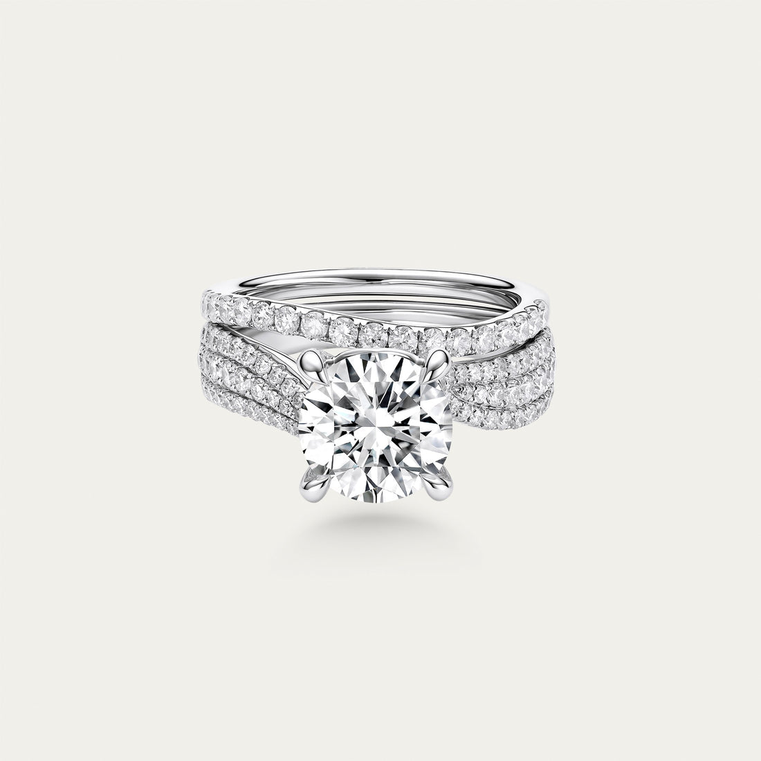 Round brilliant lab-grown diamond ring in 18k white gold — 2.04ct, D-E color, VS1-VS2 clarity