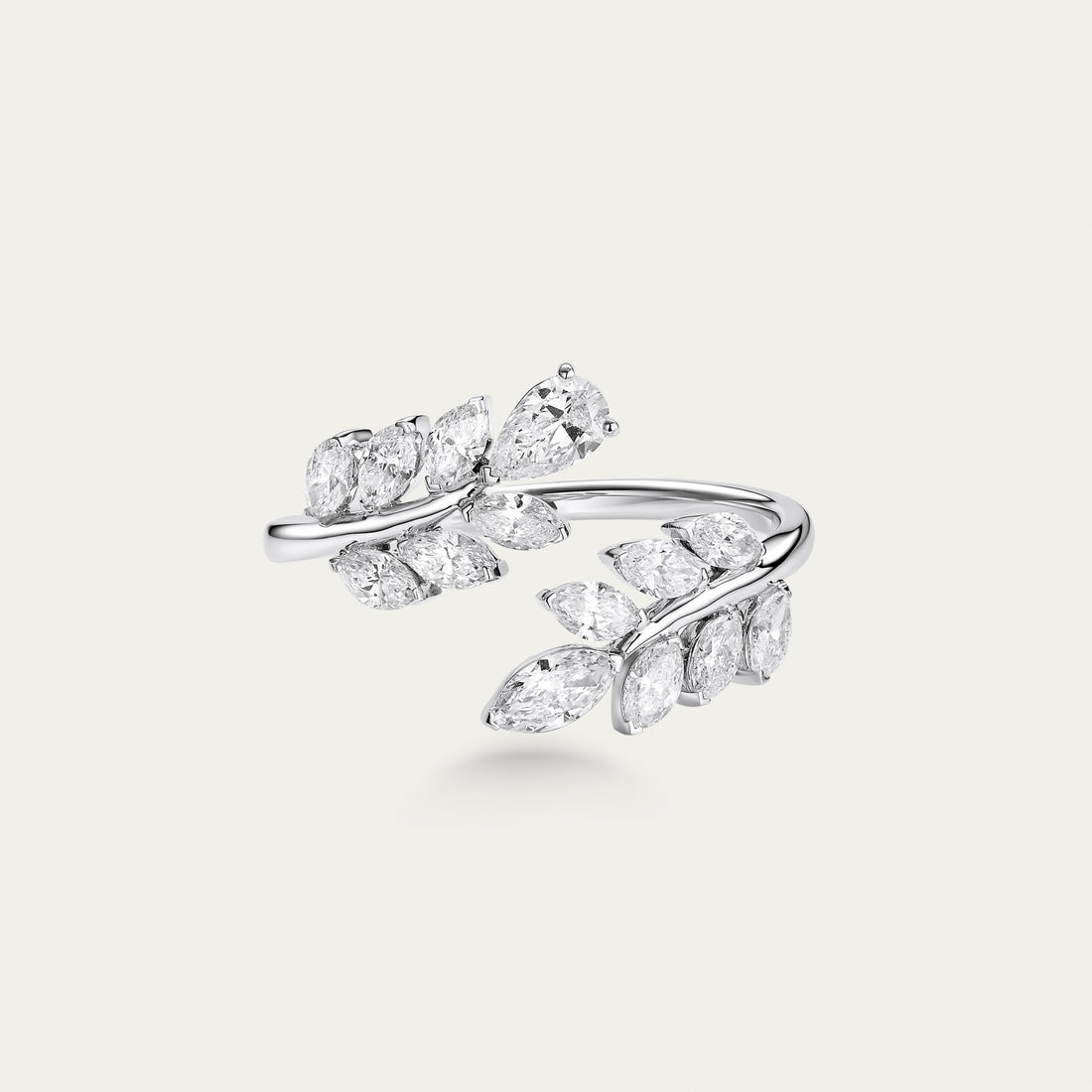 Marquise cut lab-grown diamond ring in 18k white gold — 0.96ct, D-F color, VS-VVS clarity