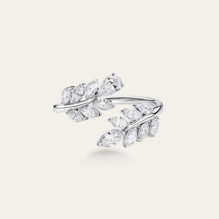 Marquise cut lab-grown diamond ring in 18k white gold — 0.96ct, D-F color, VS-VVS clarity