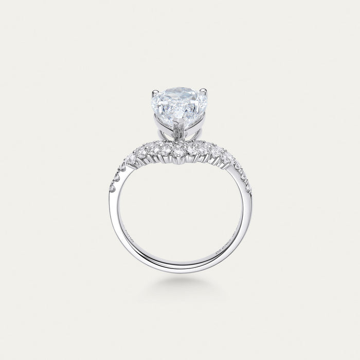 Briolette (teardrop) lab-grown diamond ring in 18k white gold — 3.08ct, D-F color, VS-VVS clarity, additional view