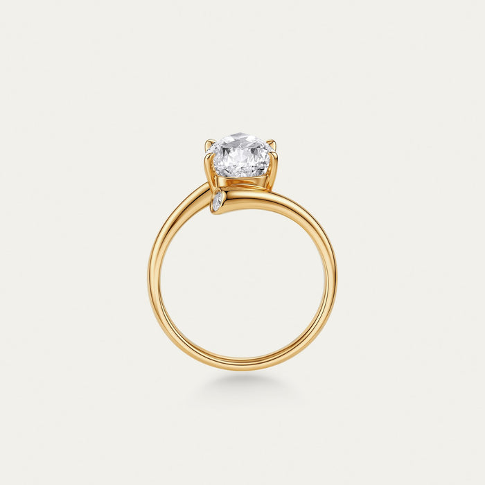 Briolette (teardrop) lab-grown diamond ring in 18k yellow gold — 3.01ct, D-F color, VVS-IF clarity, additional view