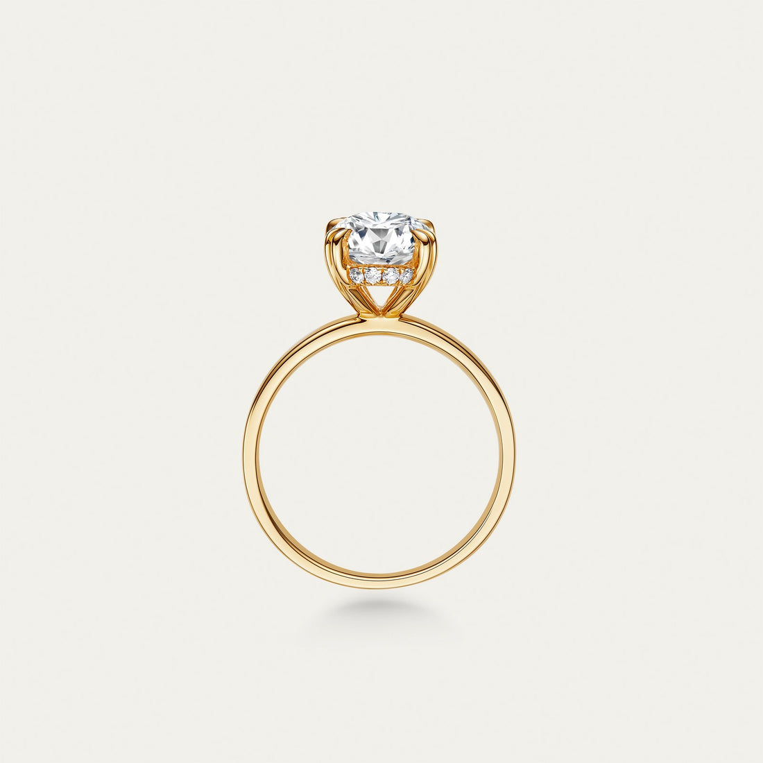 Oval cut lab-grown diamond ring in 18k yellow gold — 3.21ct, D-E color, VS-VVS clarity, additional view