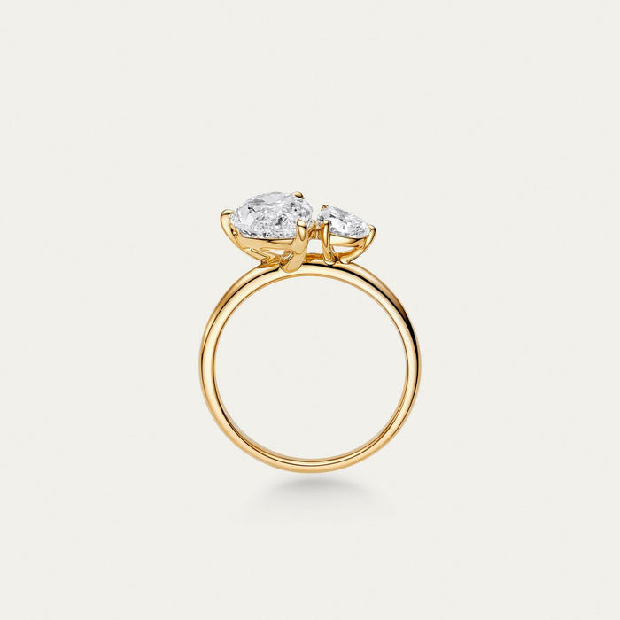 Briolette (teardrop) lab-grown diamond ring in 18k yellow gold — 2.41ct, D-E color, VS-VVS clarity
